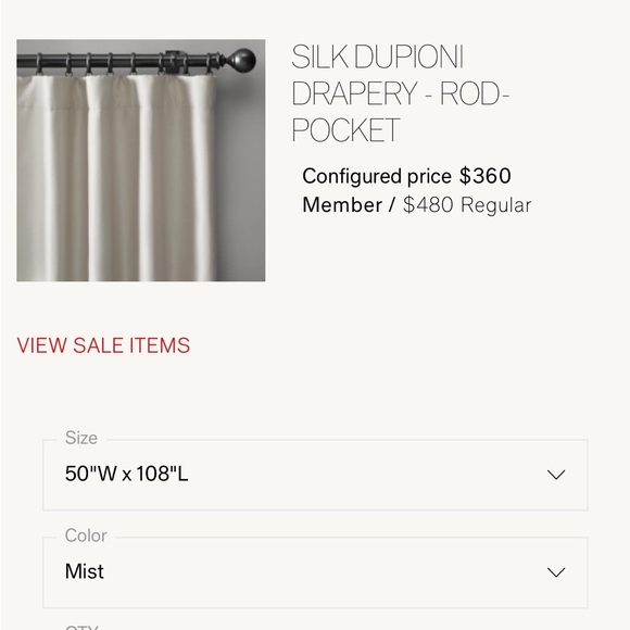 NWT Restoration Hardware Silk Dupioni drapery curtains  - 50x108 - Mist - Picture 1 of 6